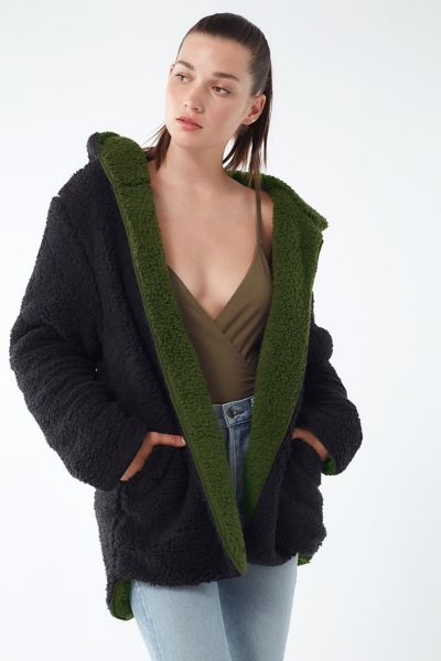 reversible hooded teddy coat