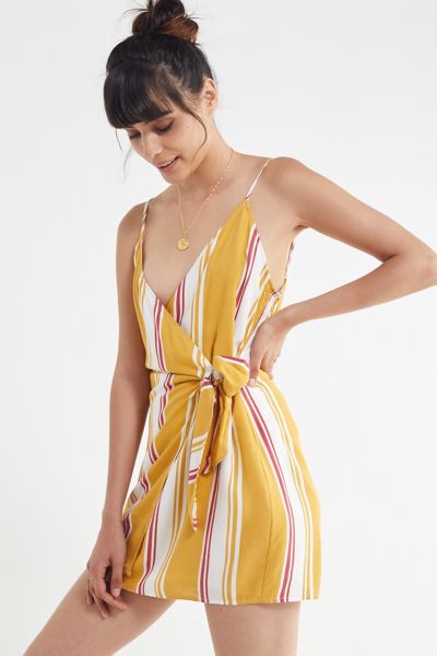 urban outfitters yellow wrap dress