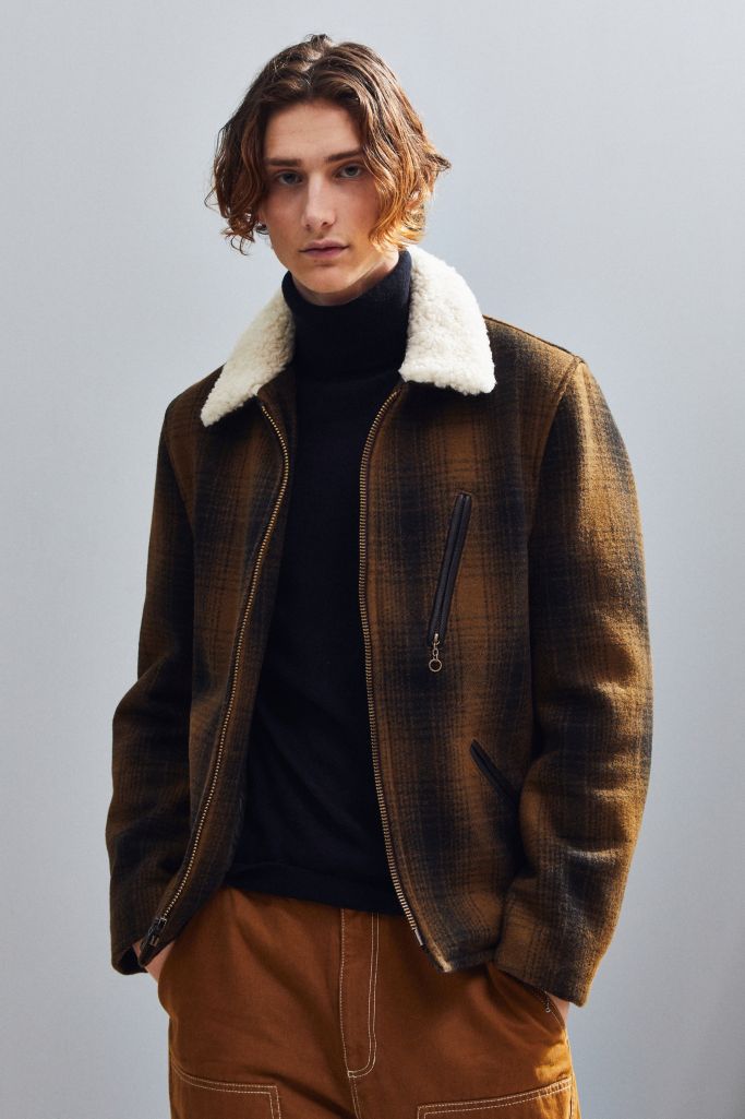 Schott Wool Plaid Car Coat | Urban Outfitters