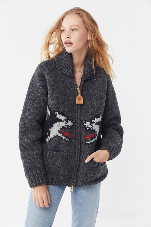 Canadian Sweater Company Wolf Knit ZipUp Sweater Urban Outfitters