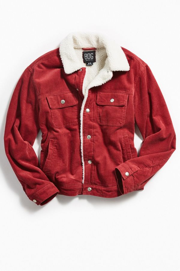 BDG Corduroy Sherpa Teddy Trucker Jacket Urban Outfitters