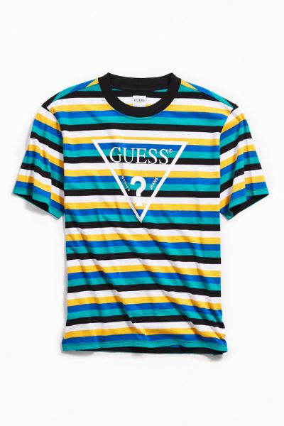 guess striped shirt blue