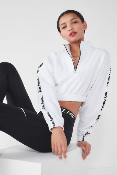 cropped white quarter zip