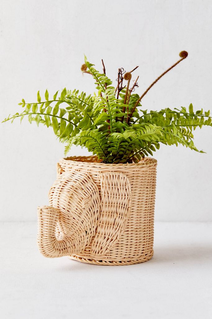 Wicker Elephant Planter Urban Outfitters Canada