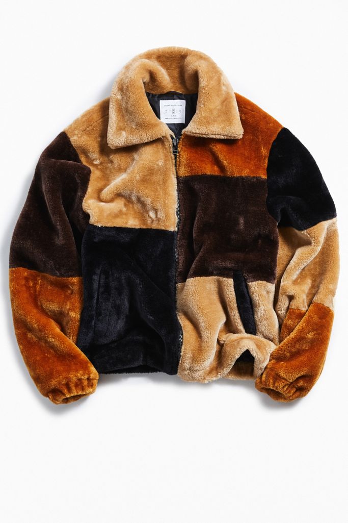 UO Patchwork Faux Fur Jacket Urban Outfitters
