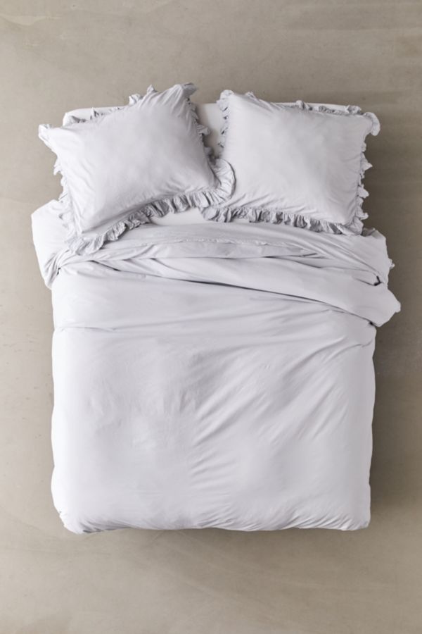 Washed Cotton Overscale Ruffle Duvet Cover Urban Outfitters