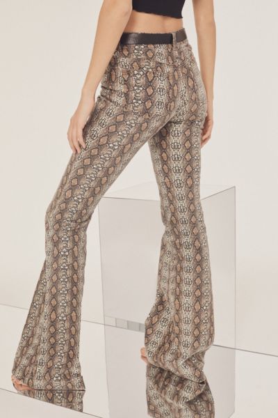 snakeskin flare jeans