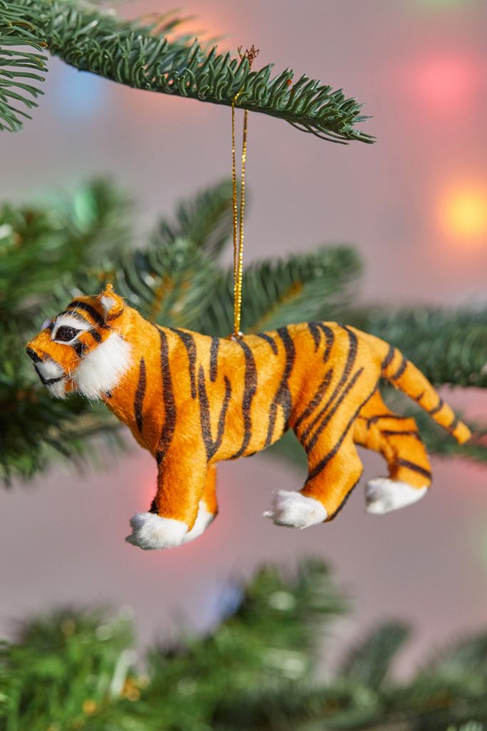 Fuzzy Tiger Christmas Ornament Urban Outfitters
