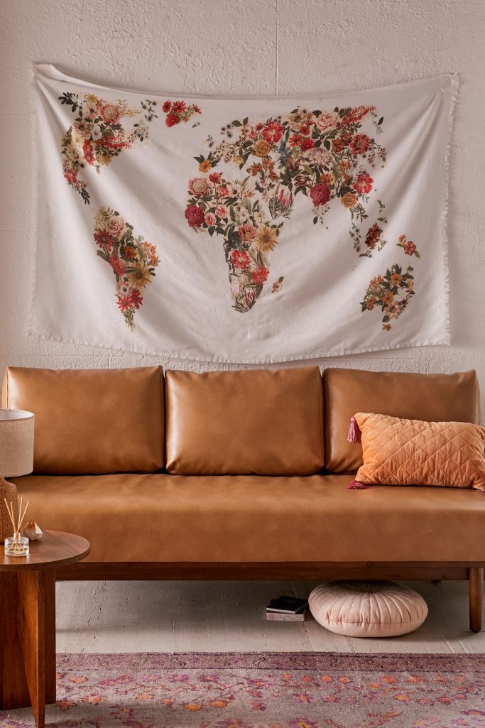 World Map Tapestry Urban Outfitters Botanical Floral Map Tapestry | Urban Outfitters