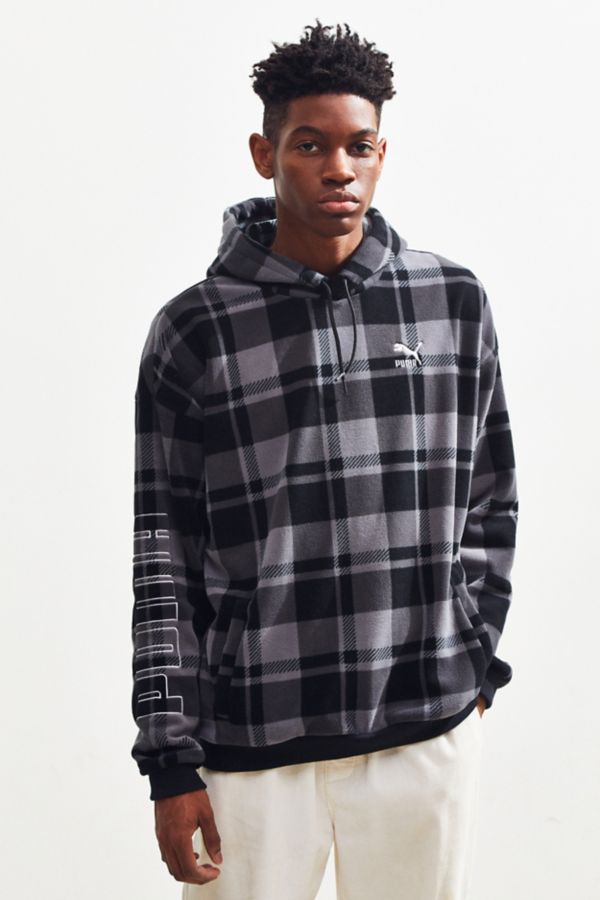 Puma Check Sherpa Hoodie Sweatshirt | Urban Outfitters