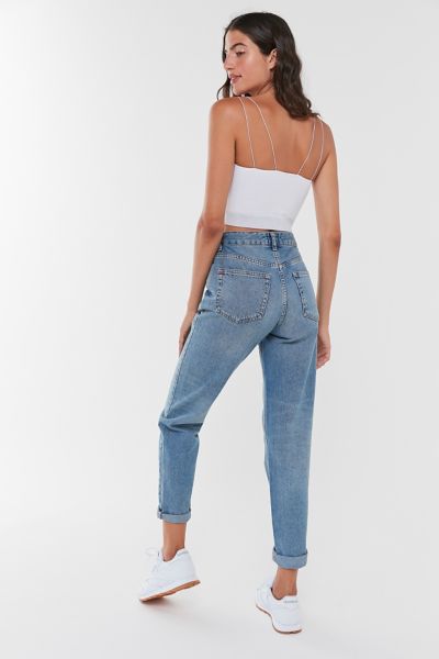 high waisted tapered mom jeans