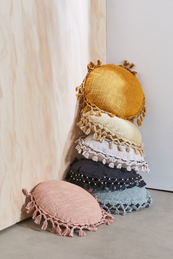 Gemma Fringed Round Throw Pillow Urban Outfitters