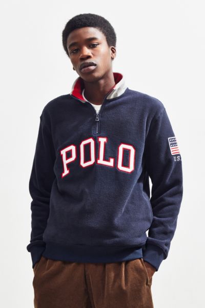 polo ralph lauren half zip polo fleece sweatshirt