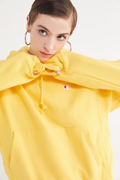 champion reverse weave yellow hoodie