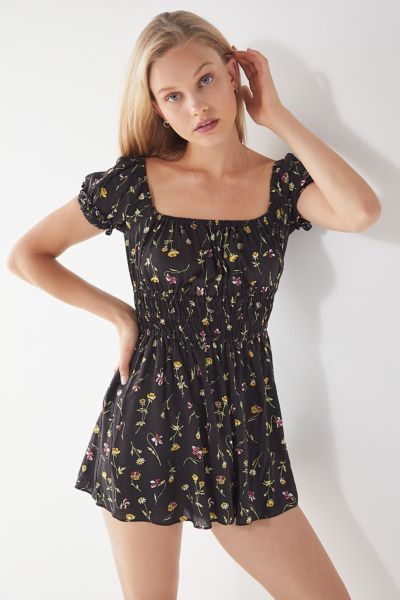 urban outfitters black floral dress