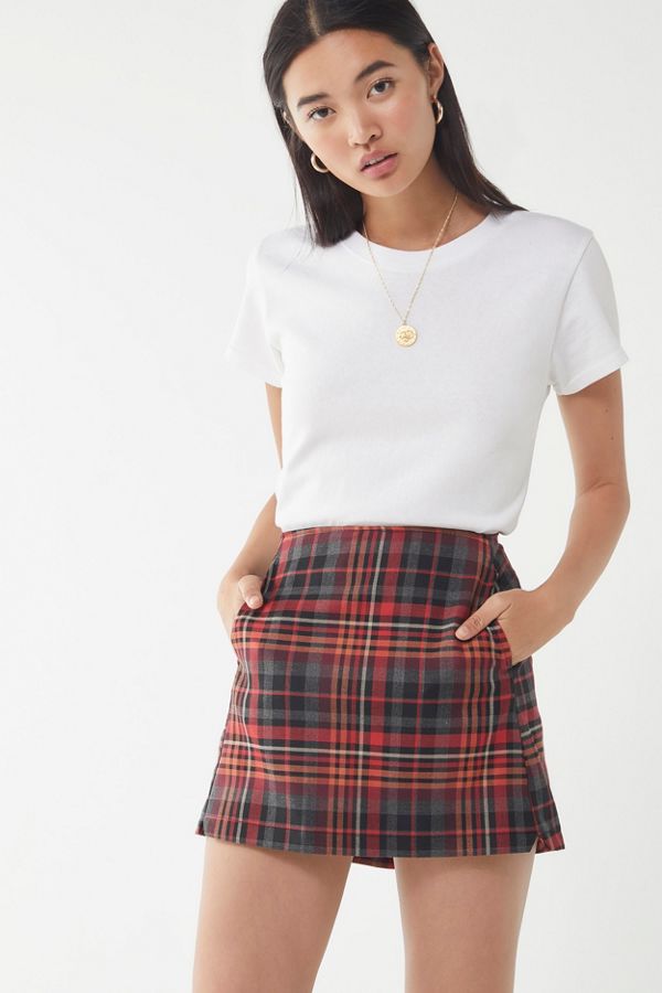 UO Red Checkered Pelmet Mini Skirt | Urban Outfitters