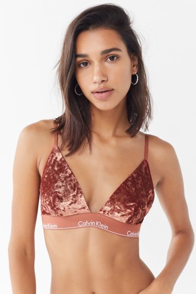 calvin klein pink velvet triangle bra