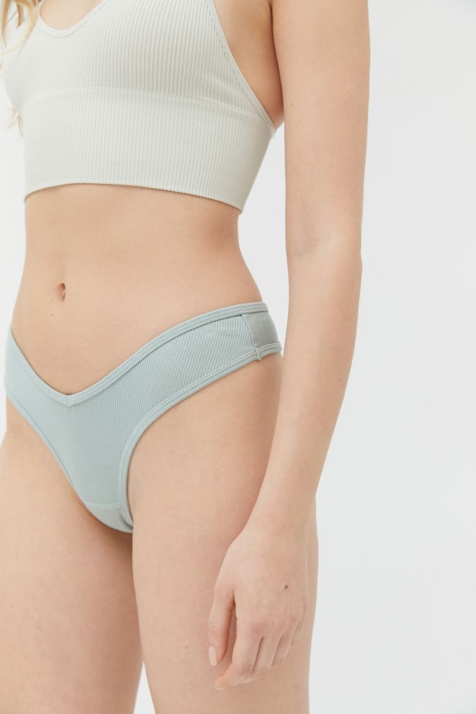 Out From Under Striped Ribbed V Thong Urban Outfitters