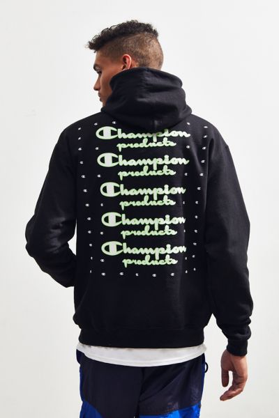 black and neon green champion hoodie