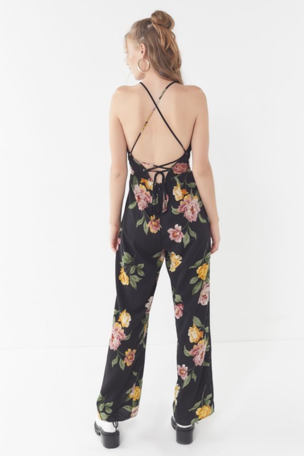 UO Floral Strappy Halter Jumpsuit | Urban Outfitters