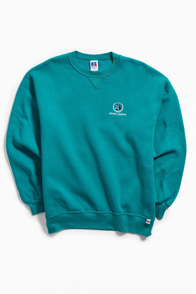 Vintage Russell Green Crew Neck Sweatshirt | Urban Outfitters