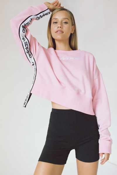 adidas originals side tape cropped sweatshirt