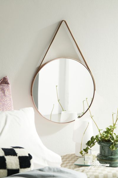 Carson Leather Strap Mirror Urban, Round Hanging Mirror With Leather Strap
