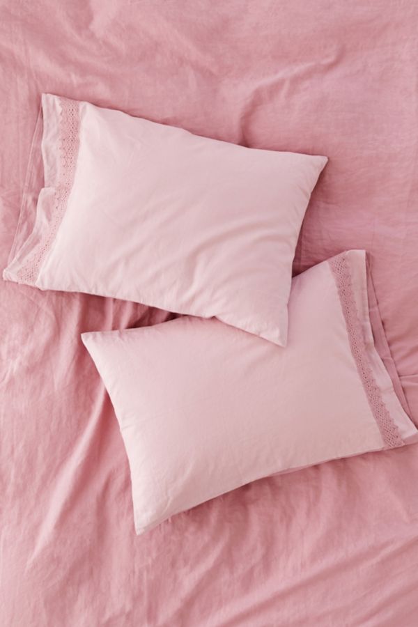 Linen Blend Crocheted Pillowcase Set Urban Outfitters