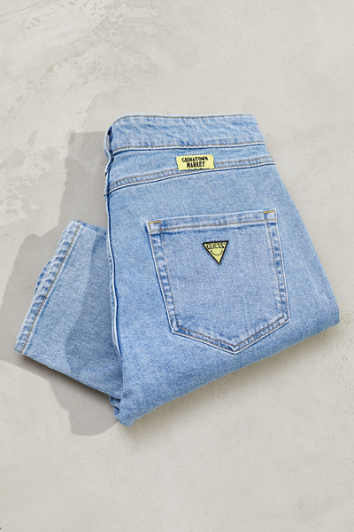 guess x chinatown market x smiley uo exclusive denim trucker jacket