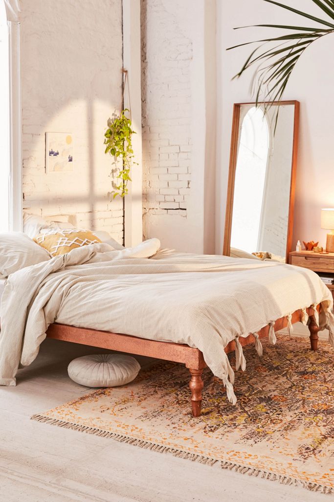 Washed Cotton Striped Knot Duvet Cover Urban Outfitters