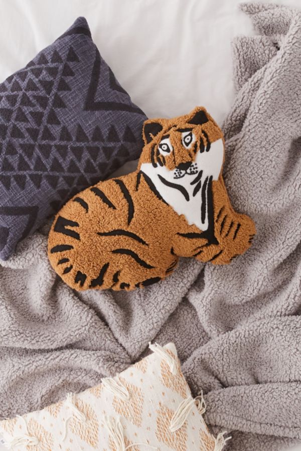 Furry Tiger Throw Pillow Urban Outfitters