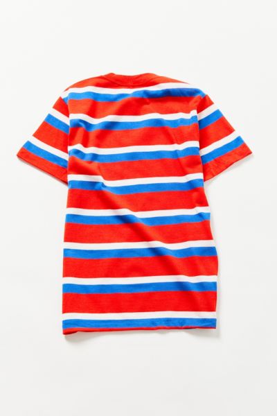 red white and blue striped shirt
