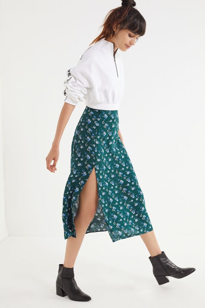 urban outfitters satin midi skirt
