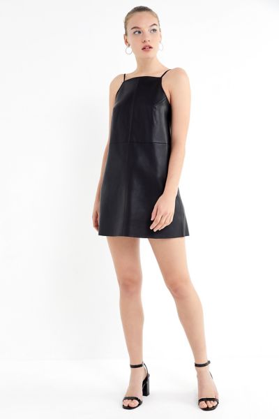 UO Camila Faux Leather Square-Neck Mini Dress | Urban Outfitters