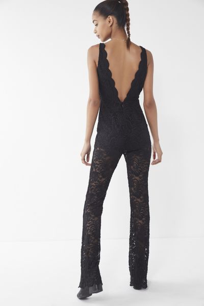 Stylestalker Helena Lace Plunging Jumpsuit | Urban Outfitters