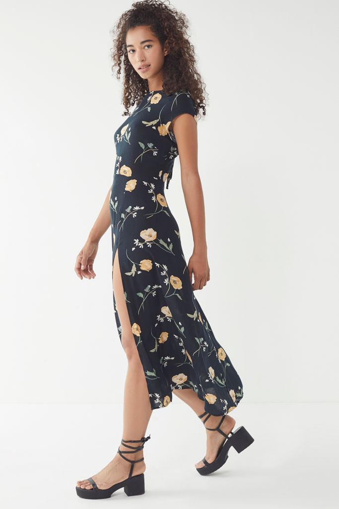 Uo Lindsey Floral Slit Maxi Dress Urban Outfitters