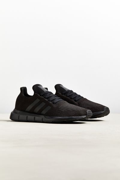 adidas swift run black with white stripes