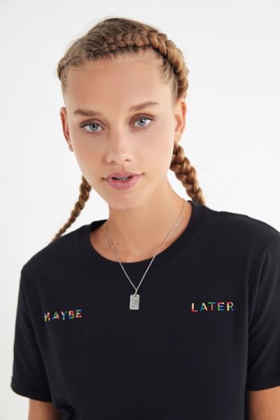 Rainbow Embroidered Phrase Tee | Urban Outfitters