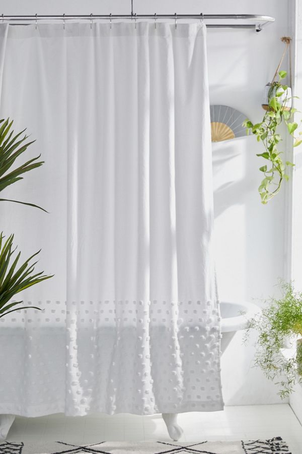 Slide View: 1: Tufted Dot Shower Curtain