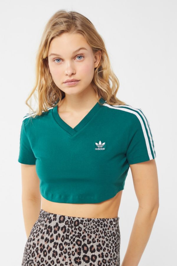 adidas V-Neck Cropped Tee | Urban Outfitters