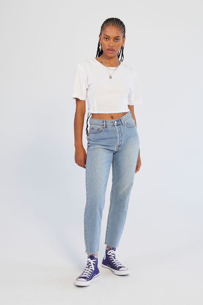 g High Waisted Slim Straight Jean Light Wash Urban Outfitters
