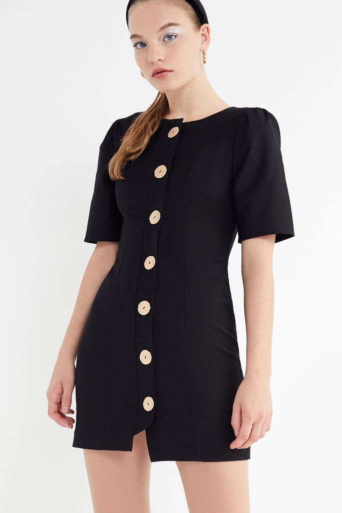 Finders Keepers Pompeii Button-Front Mini Dress | Urban Outfitters