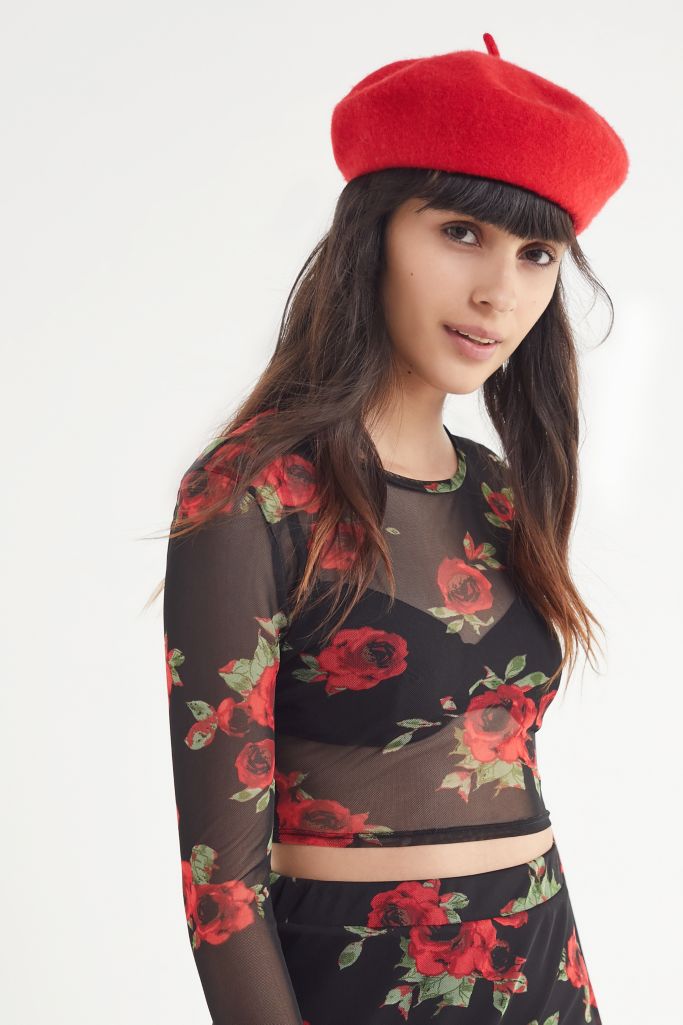 UO Floral Mesh Long Sleeve Top Urban Outfitters Canada