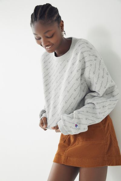 women's champion reverse weave allover print cropped crewneck sweatshirt