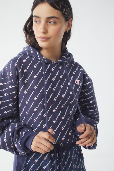 champion reverse weave all over print cropped sweatshirt