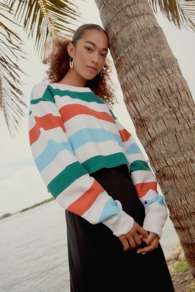 champion rainbow stripe cropped sweatshirt