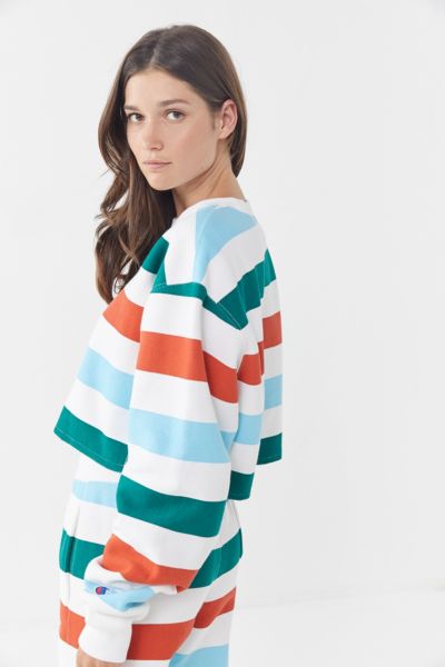 UO Rainbow Stripe Cropped Sweatshirt 