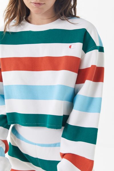 champion multi stripe crewneck sweatshirt