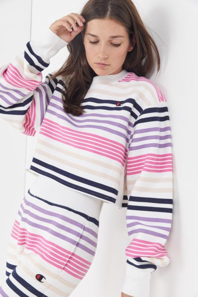 UO Exclusive Striped Cropped Sweatshirt 
