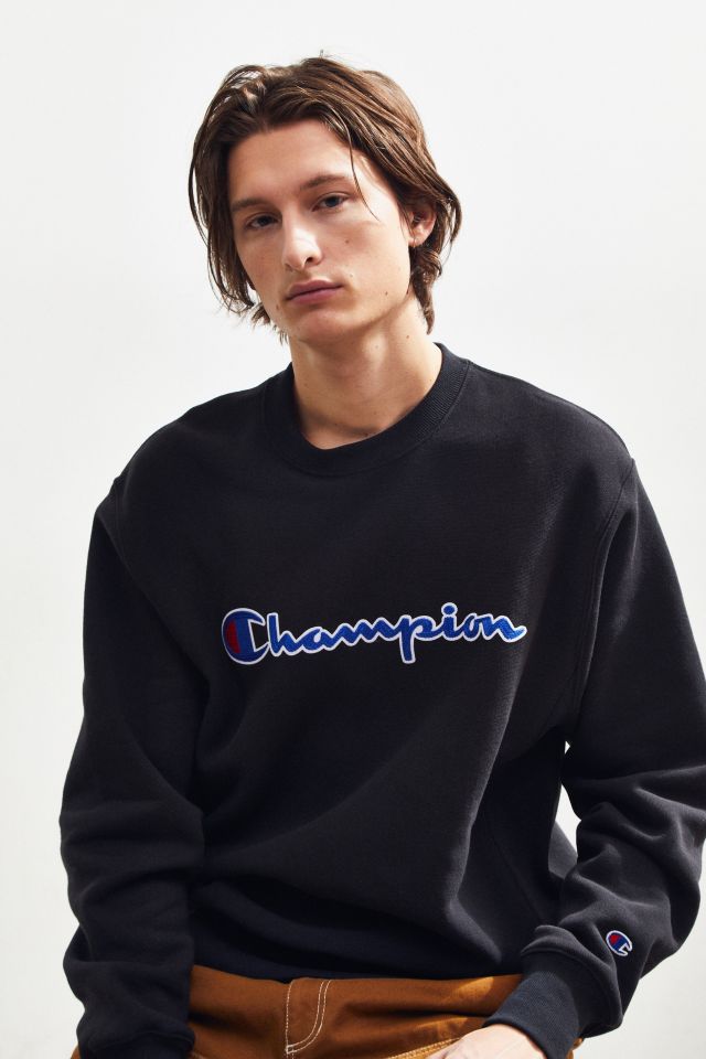 Champion Chain Stitch Script Crew Neck Sweatshirt | Urban Outfitters
